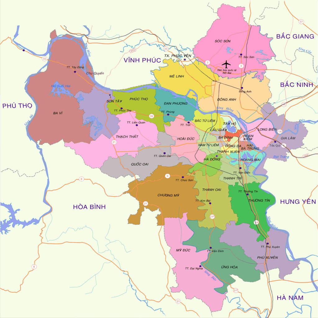 Bản đồ hành chính Thủ đô Hà Nội