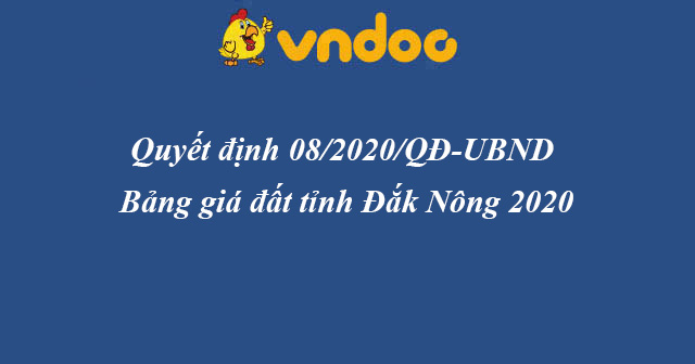 Bảng giá đất tỉnh Đắk Nông năm 2020