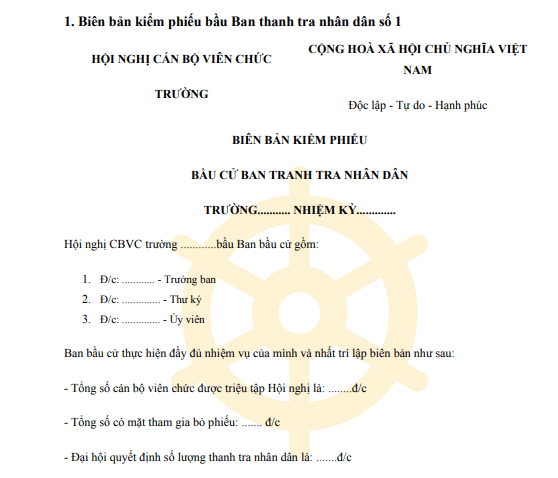 Biên bản kiểm phiếu bầu Ban thanh tra nhân dân