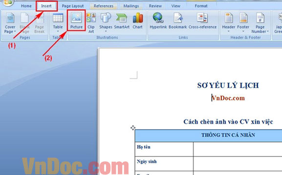 Cách chèn ảnh vào CV xin việc