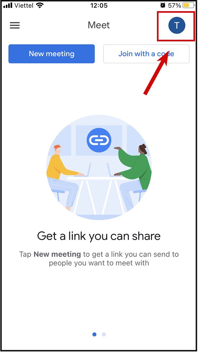 Đổi tên trong ứng dụng Google Meet điện thoại