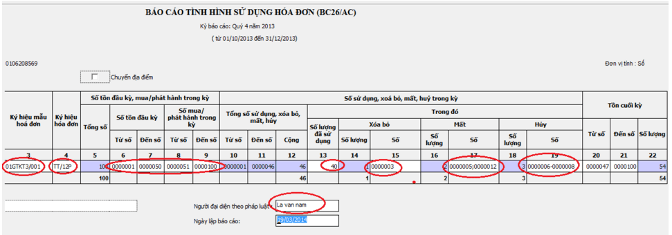 Hướng dẫn lập báo cáo tình hình sử dụng hóa đơn