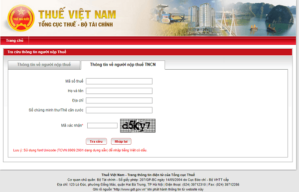 Tra mã số thuế cá nhân