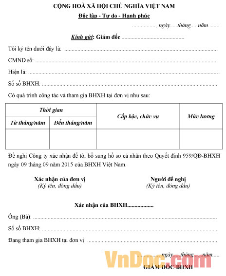 Mẫu công văn xác nhận đóng BHXH ở nơi khác