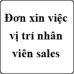 Mẫu đơn xin việc vị trí nhân viên Sales