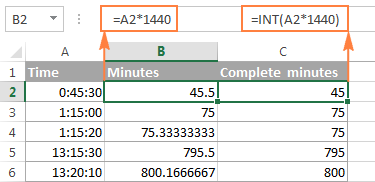 Converting time to minutes in Excel