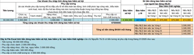 File Excel tính tiền đóng BHXH, BHTN, BHYT 2020