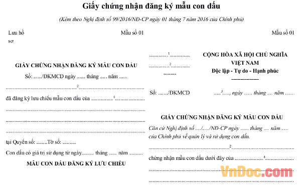 Giấy chứng nhận đăng ký mẫu con dấu