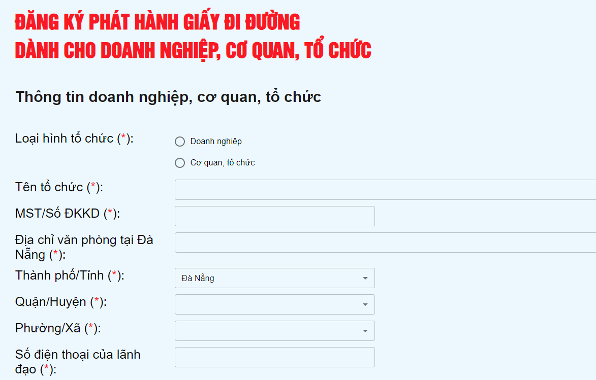 Mẫu giấy đi đường QRCode mới tại Đà Nẵng