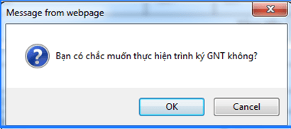 Hệ thống hiển thị thông báo xác nhận trình ký