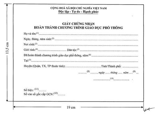 Giấy chứng nhận hoàn thành chương trình giáo dục phổ thông