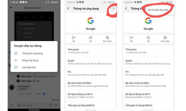 Cách xử lý lỗi google dừng trên Android