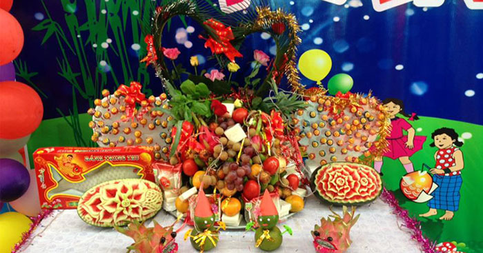 Mâm ngũ quả Trung thu đơn giản
