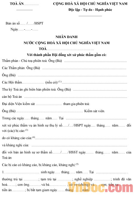 mau-ban-an-hinh-su-phuc-tham Mẫu bản án hình sự phúc thẩm