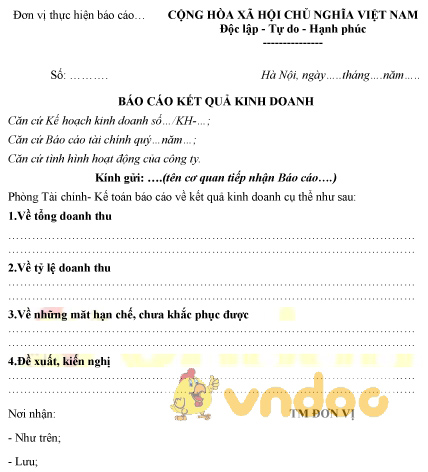 Mẫu báo cáo kết quả kinh doanh