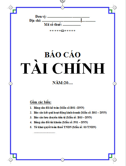 Bìa báo cáo tài chính