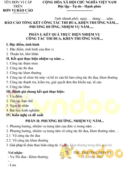 Mẫu báo cáo tổng kết thi đua, khen thưởng ngành Ngân hàng