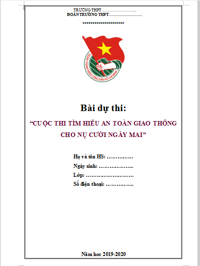 Bìa bài dự thi An toàn giao thông cho nụ cười ngày mai