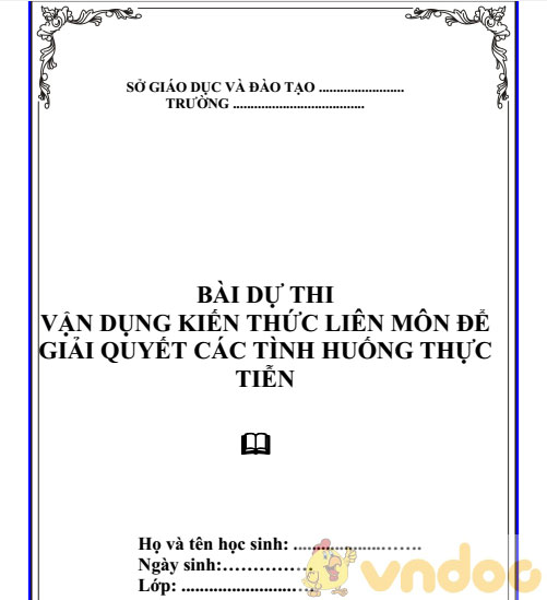 Mẫu bìa bài dự thi vận dụng kiến thức liên môn