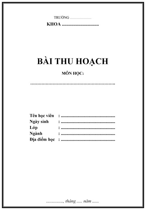 Mẫu bìa bài thu hoạch