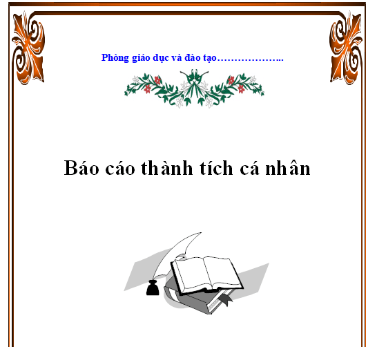 Mẫu bìa báo cáo thành tích cá nhân giáo viên