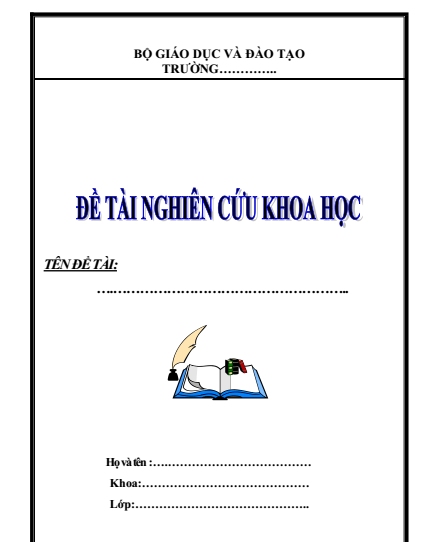 Mẫu bìa đề tài nghiên cứu khoa học