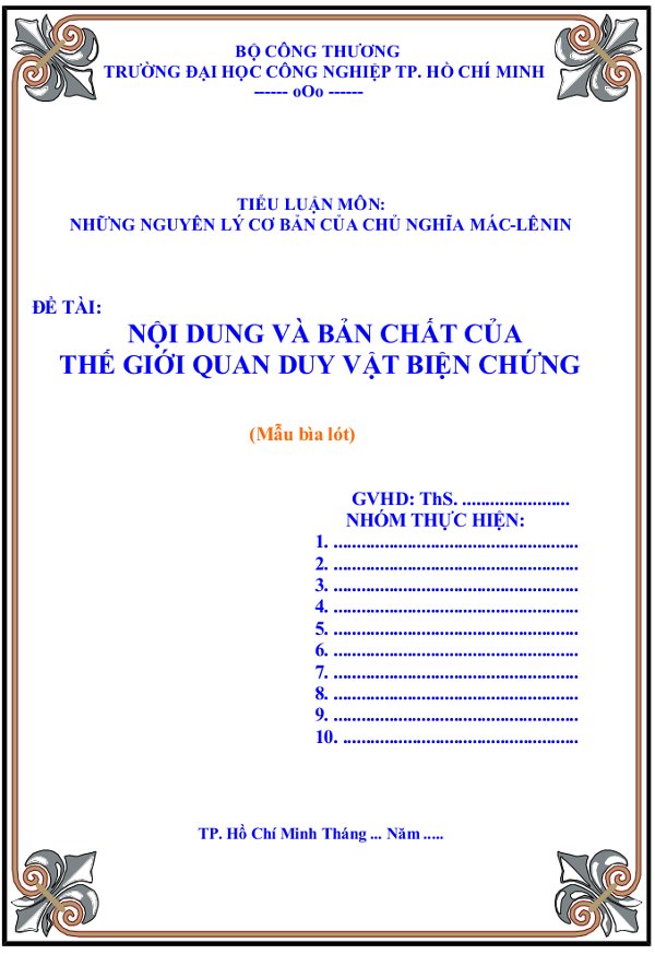 Mẫu bìa tiểu luận