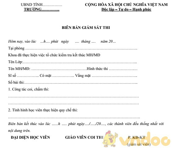 Mẫu biên bản giám sát thi