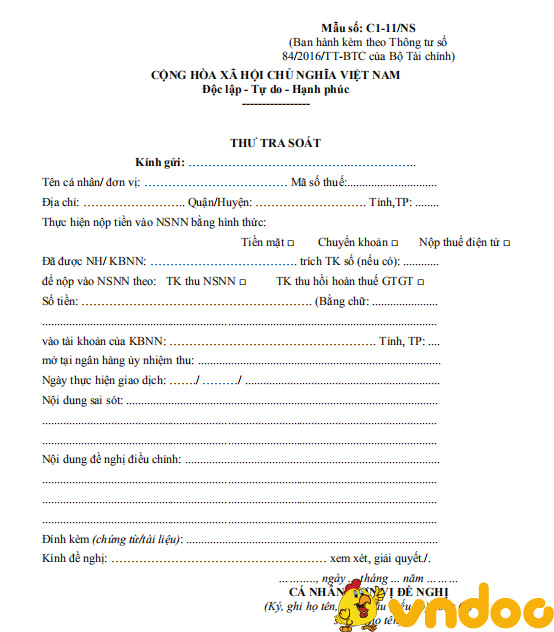 Mẫu số C1-11/NS