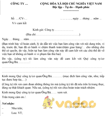 Mẫu công văn cam kết