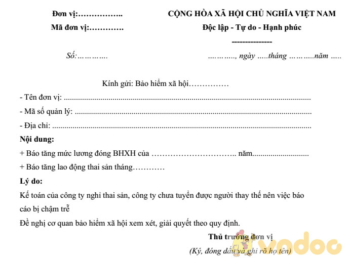 Mẫu công văn giải trình nộp chậm bảo hiểm xã hội