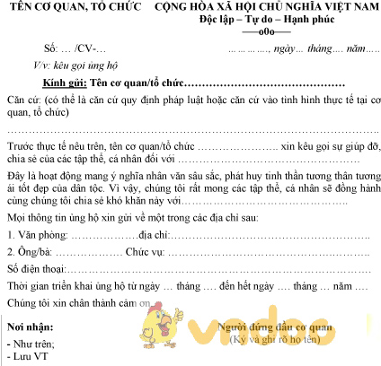 Mẫu công văn kêu gọi ủng hộ