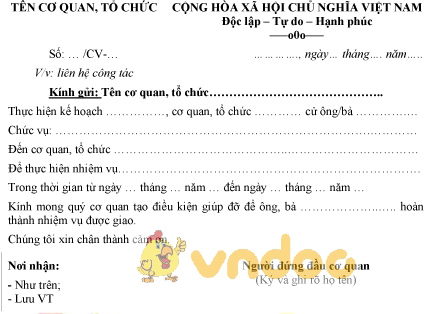 Mẫu công văn liên hệ công tác