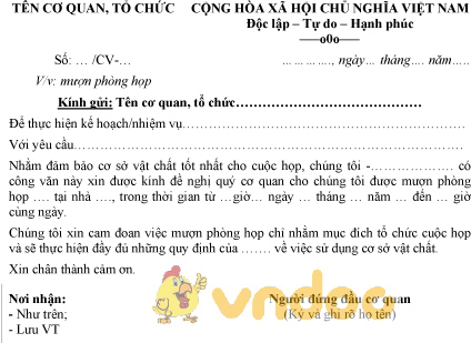 Mẫu công văn mượn phòng họp