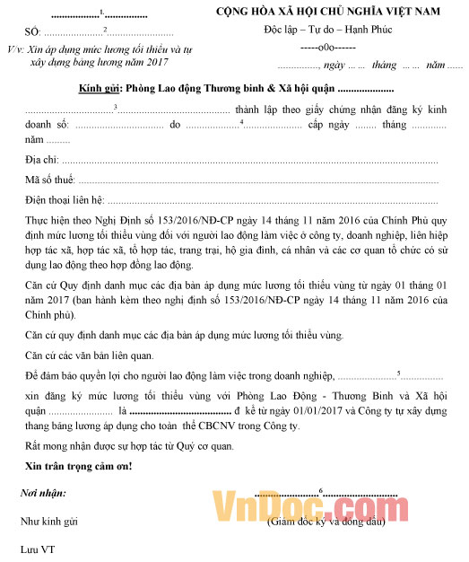 Công văn đề nghị đăng ký thang bảng lương mới nhất