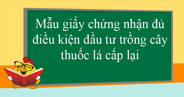 Mẫu giấy chứng nhận đủ điều kiện đầu tư trồng cây thuốc lá cấp lại