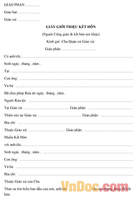 Mẫu giấy giới thiệu kết hôn