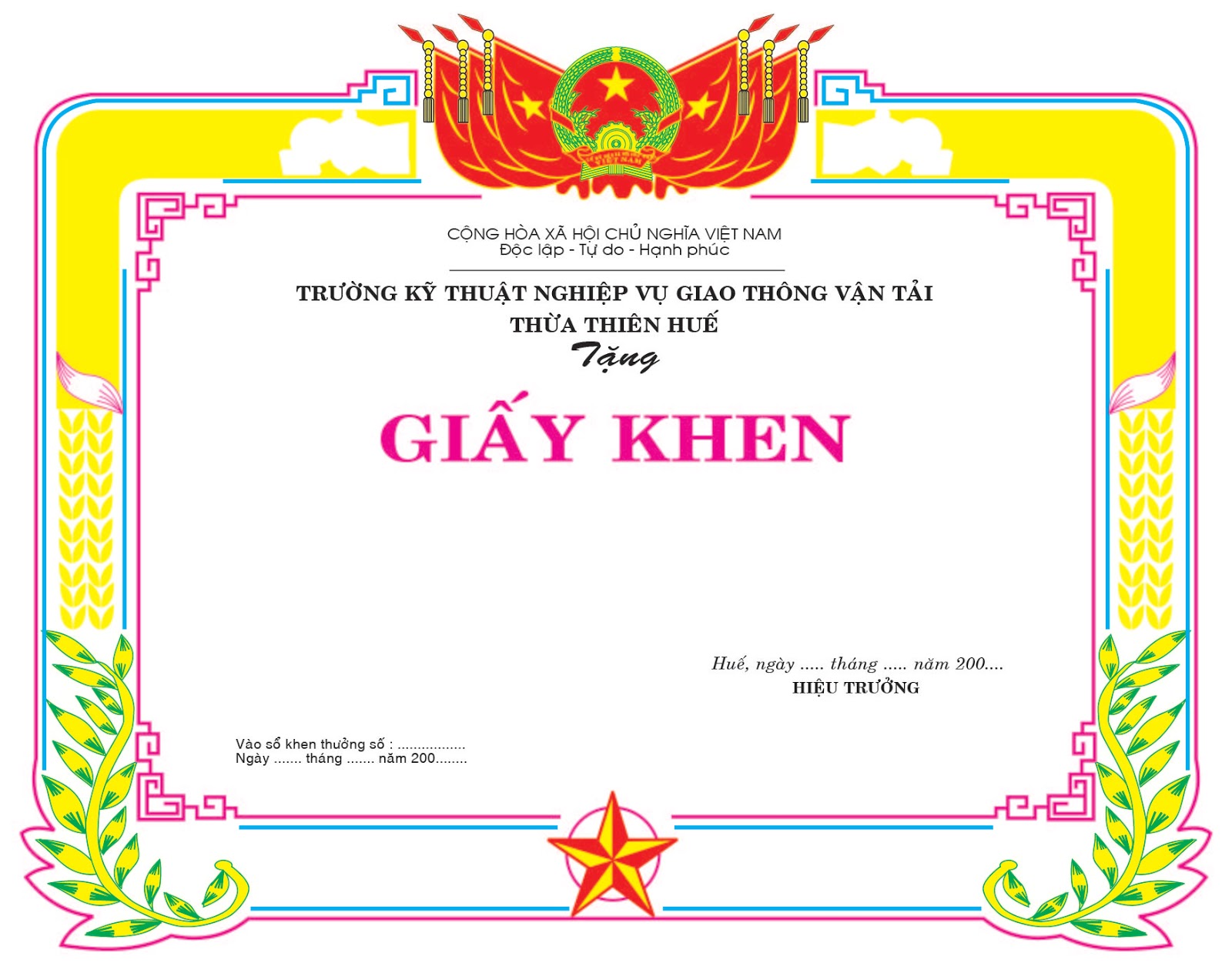 Giấy khen học sinh