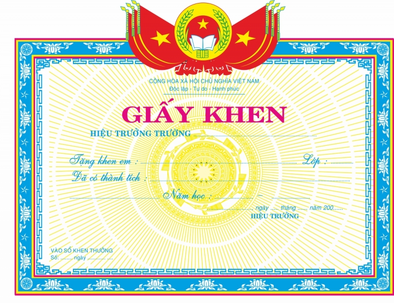 Mẫu giấy khen học sinh khá