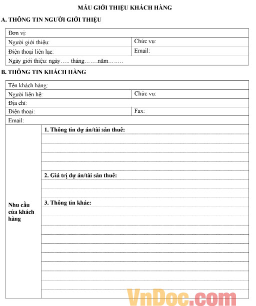 Mẫu giới thiệu khách hàng