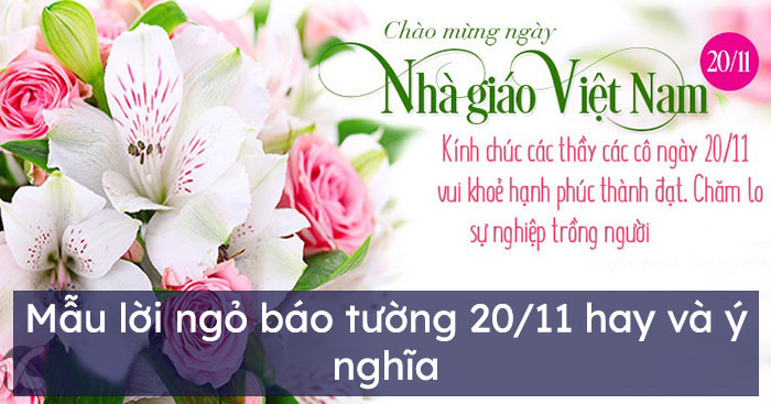 Mẫu lời ngỏ báo tường 20/11 hay và ý nghĩa