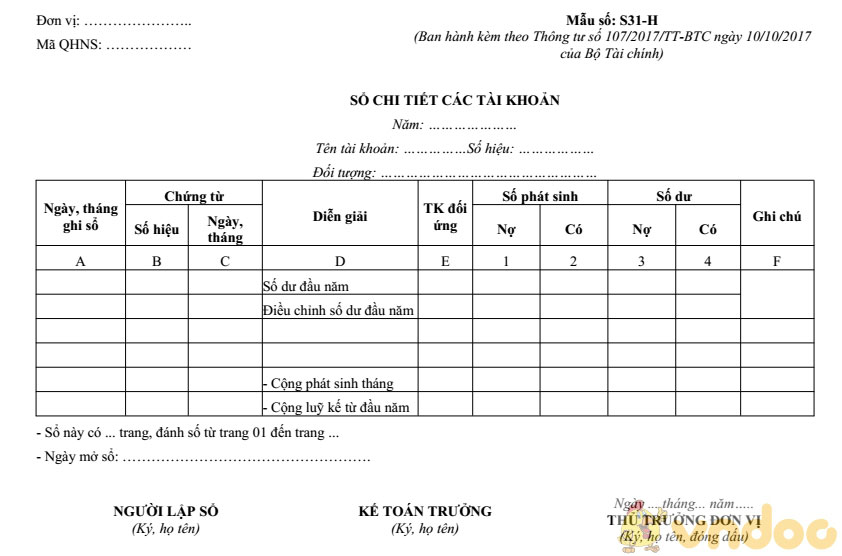 Sổ chi tiết các tài khoản