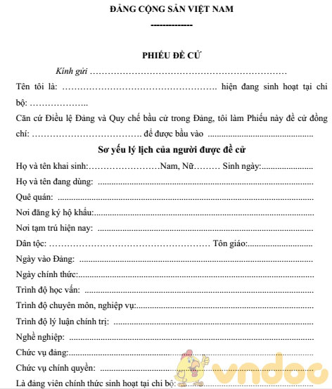 Phiếu đề cử