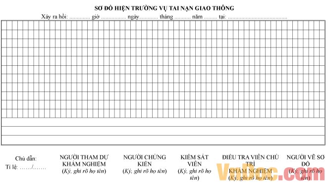 Mẫu sơ đồ hiện trường vụ án tai nạn giao thông