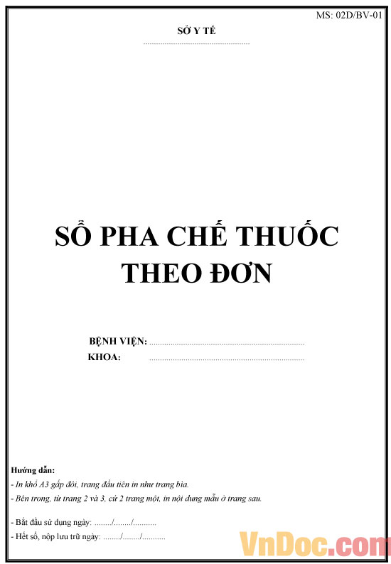 Mẫu sổ pha chế thuốc theo đơn