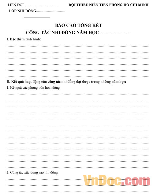 Mẫu sổ nhi đồng Mẫu sổ sao nhi đồng
