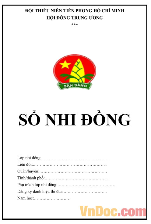 Mẫu sổ nhi đồng Mẫu sổ sao nhi đồng