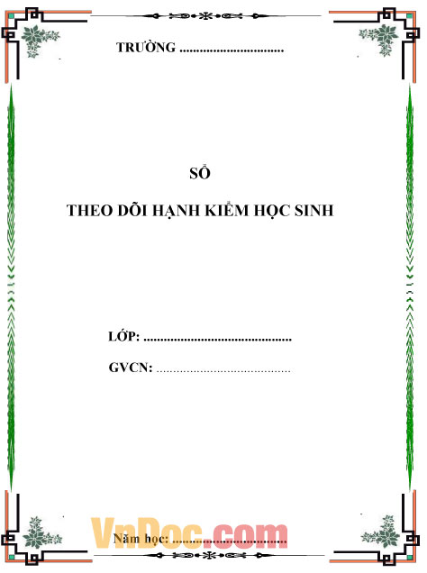Mẫu sổ theo dõi hạnh kiểm học sinh, sinh viên