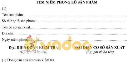 Mẫu tem niêm phong lô sản phẩm