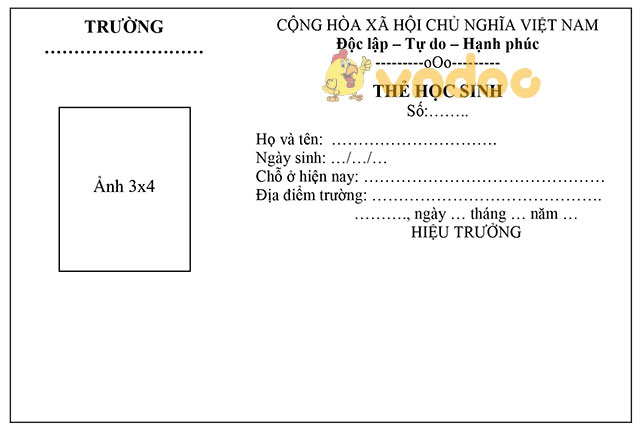 Mẫu thẻ học sinh